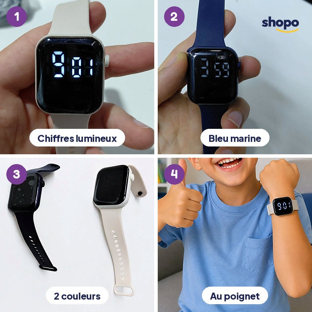 Montre digitale pour enfant, affichage LED, photo 3