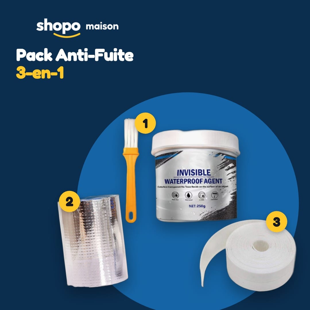 Pack Anti-Fuite 3-en-1 : isolant transparent, ruban étanche alu, ruban anti-moisissure, photo 1