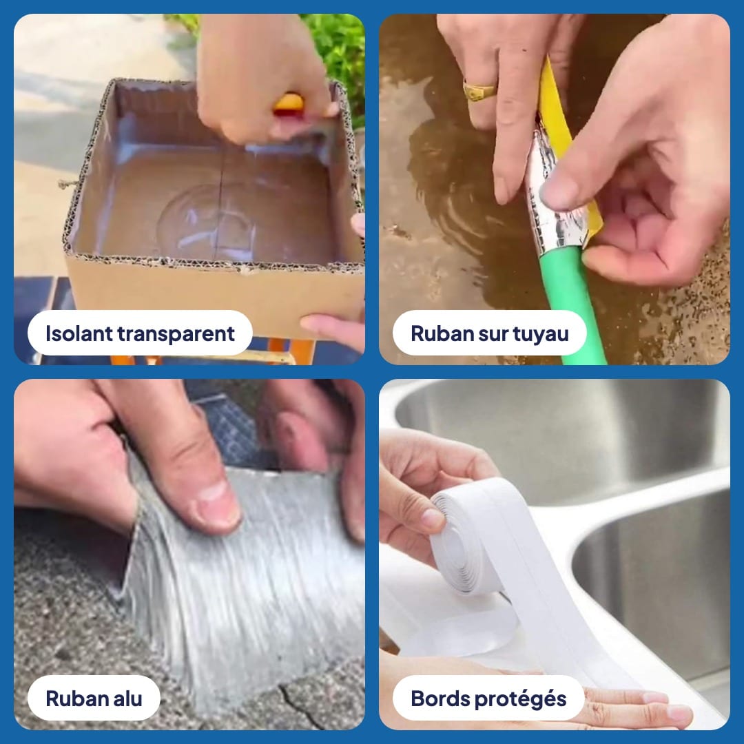 Pack Anti-Fuite 3-en-1 : isolant transparent, ruban étanche alu, ruban anti-moisissure, photo 4