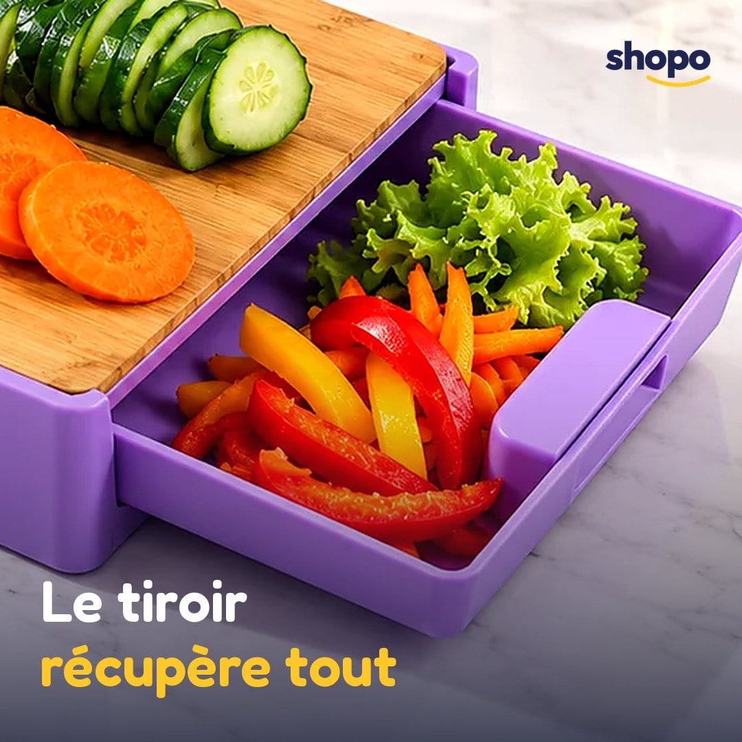 Planche à découper en bambou avec tiroir récupérateur, photo 4