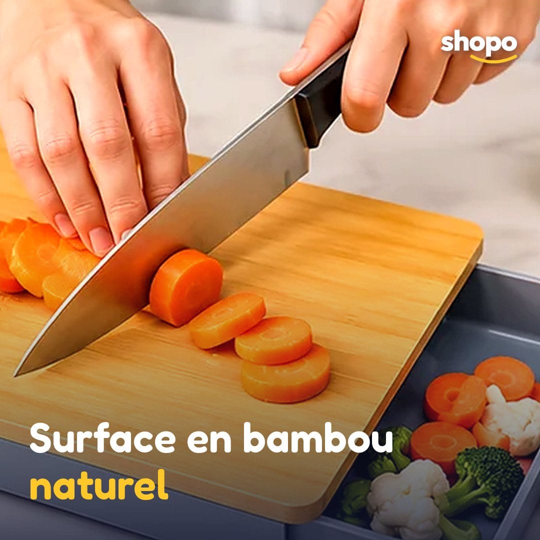 Planche à découper en bambou avec tiroir récupérateur, photo 5