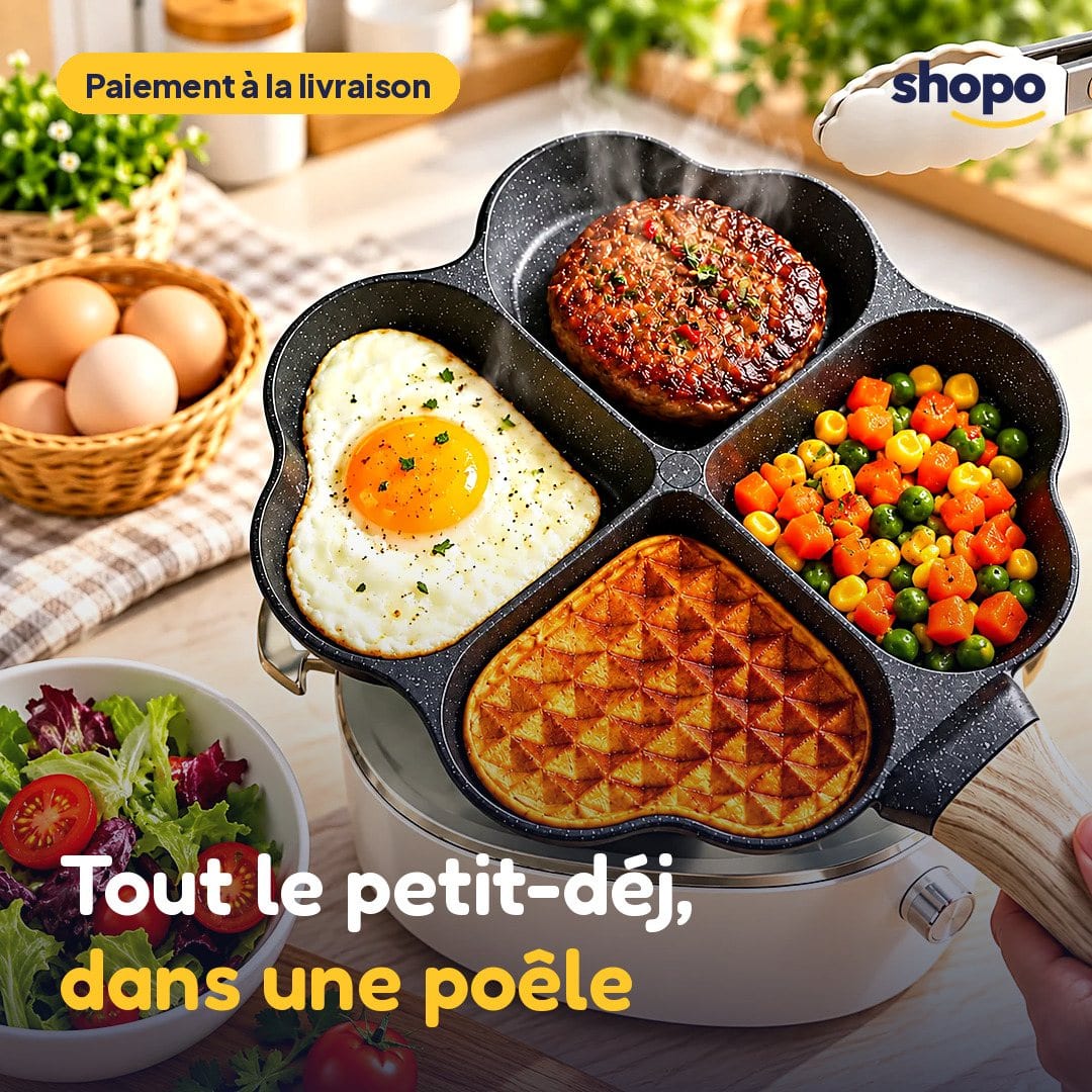 Poêle 4 compartiments en cœur pour petit-déjeuner, photo 1