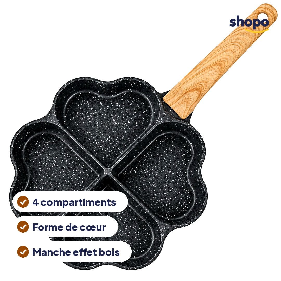 Poêle 4 compartiments en cœur pour petit-déjeuner, photo 2