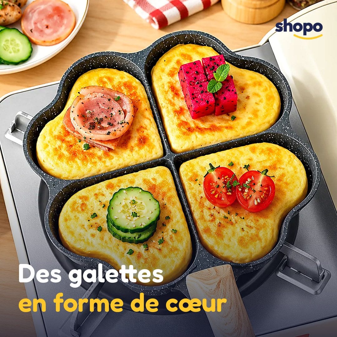 Poêle 4 compartiments en cœur pour petit-déjeuner, photo 4