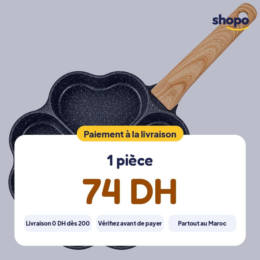 Poêle 4 compartiments en cœur pour petit-déjeuner, photo 6