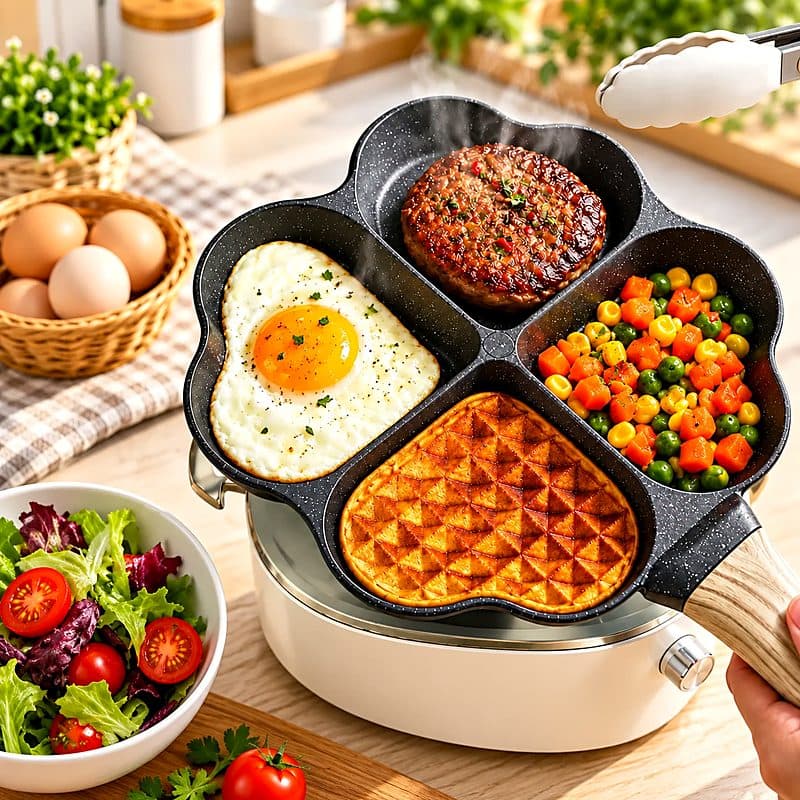 Œuf, steak, légumes et galette
