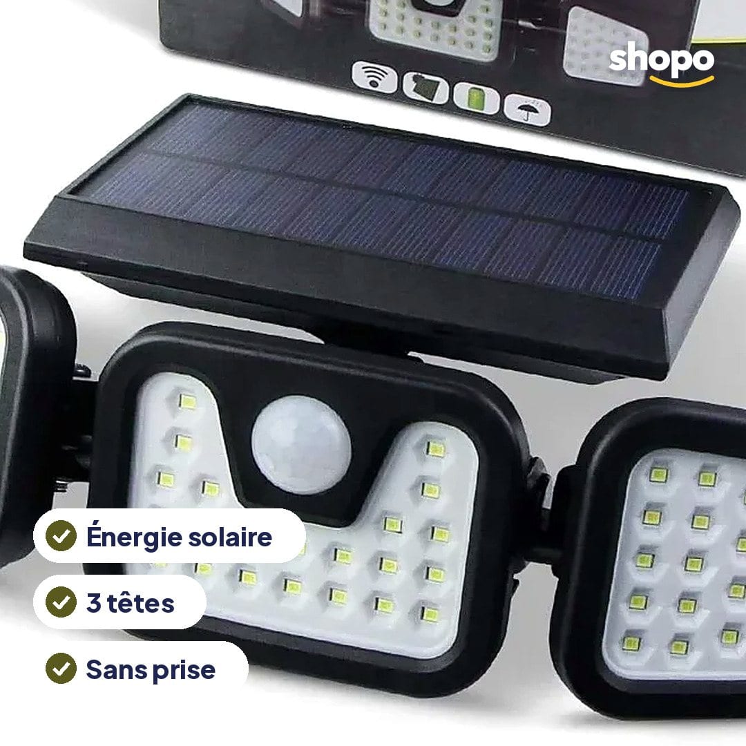 Projecteur solaire triple pour jardin et extérieur, photo 2