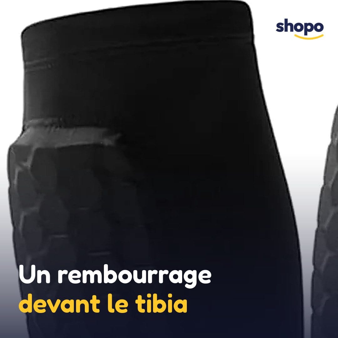 Protège-tibia noir rembourré, manchon souple, photo 4