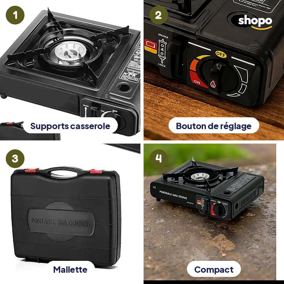 Réchaud gaz portable pour camping, avec mallette, photo 3