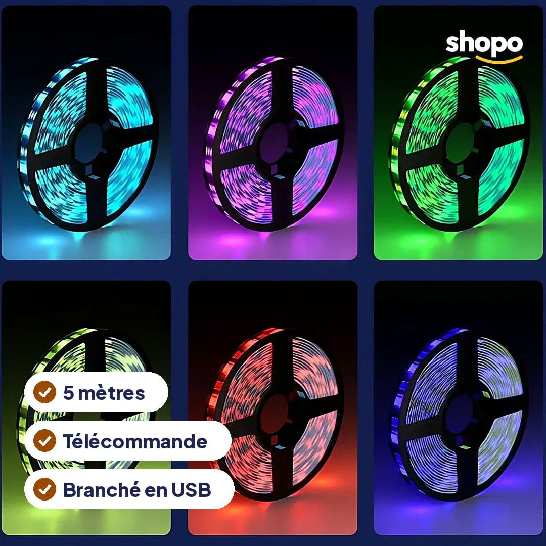Ruban LED RGB 5 m USB avec télécommande, photo 2