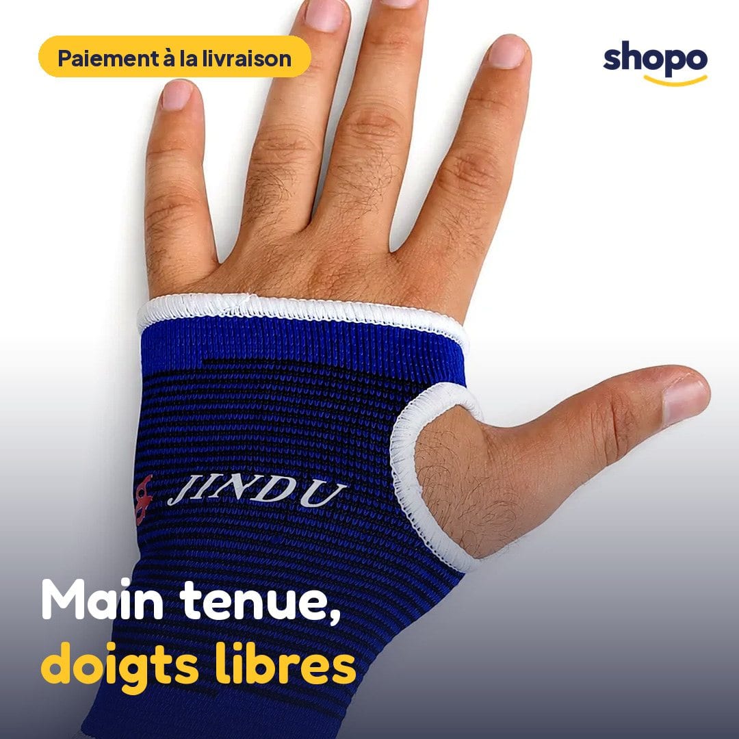 Support de paume et poignet bleu, doigts libres, photo 1