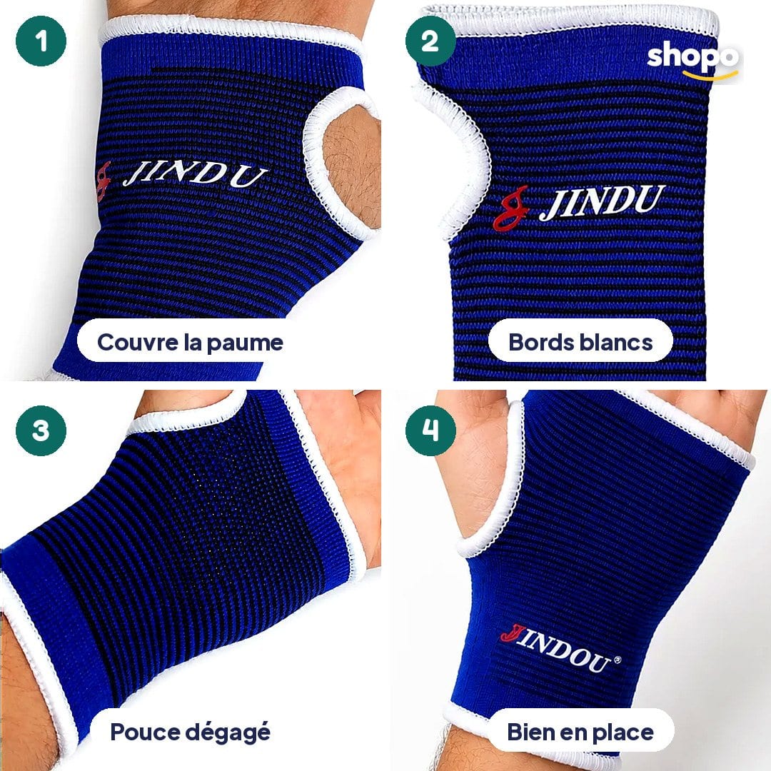 Support de paume et poignet bleu, doigts libres, photo 3