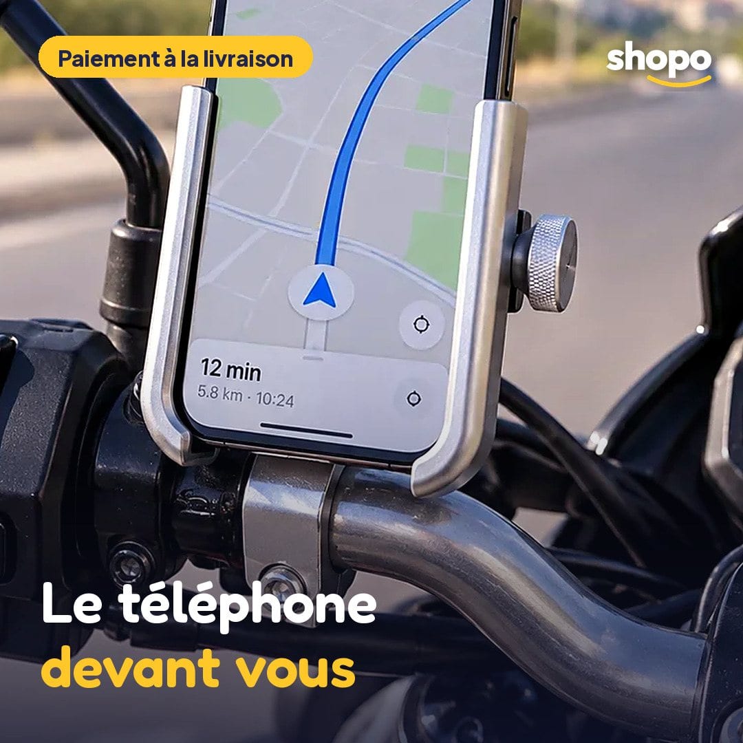 Support téléphone pour moto avec fixation réglable, photo 1