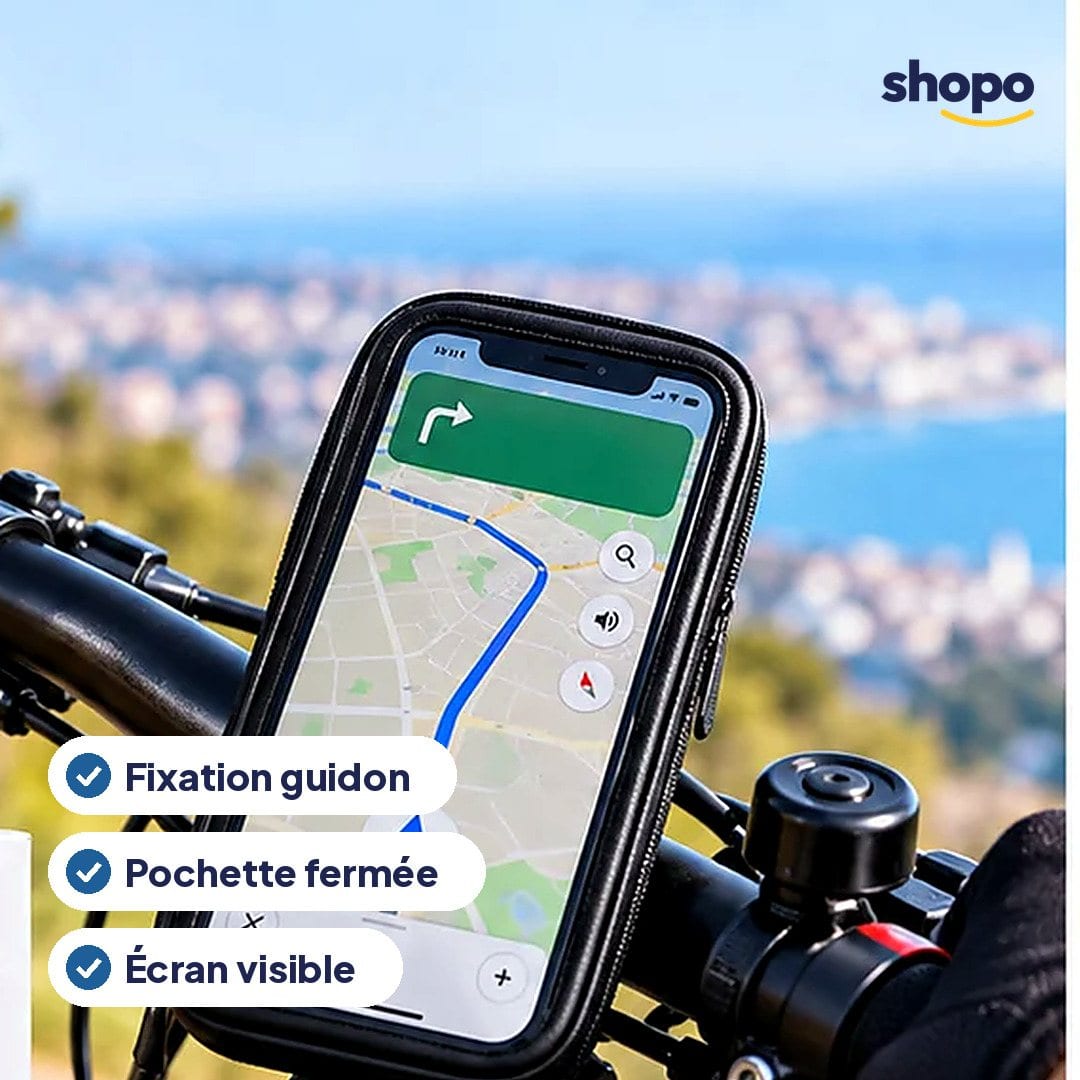 Support téléphone pour guidon de vélo avec pochette, photo 2