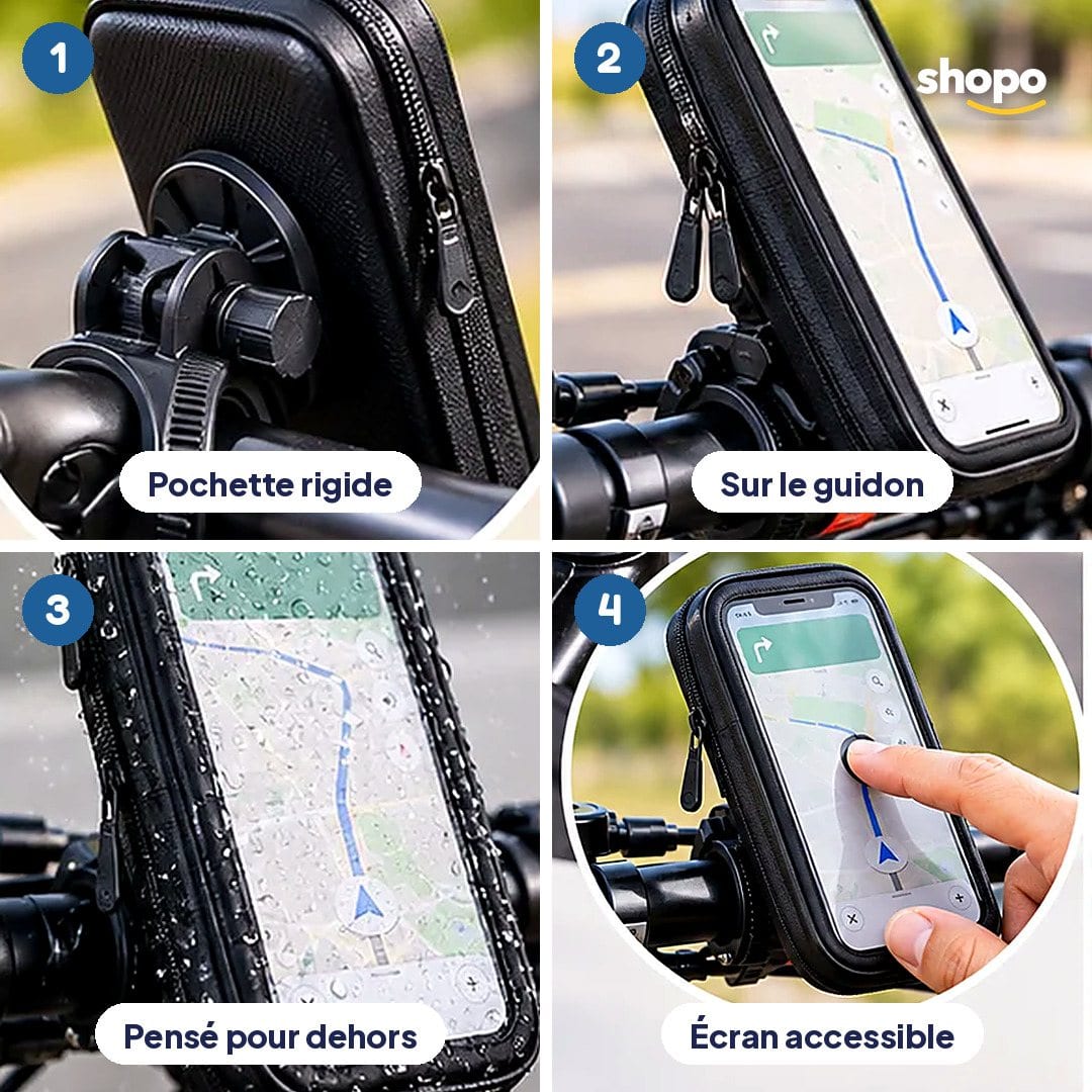 Support téléphone pour guidon de vélo avec pochette, photo 3