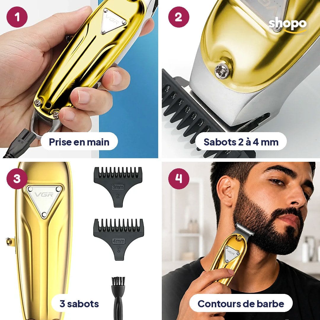 Tondeuse VGR V-056 dorée pour cheveux et barbe, photo 3