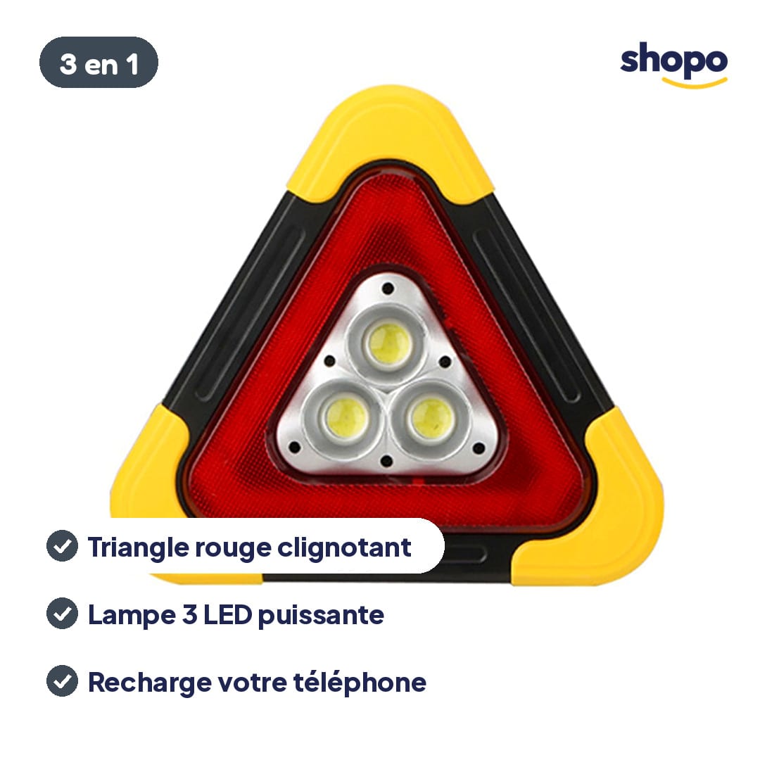 Triangle de signalisation lumineux LED et lampe de travail, photo 2