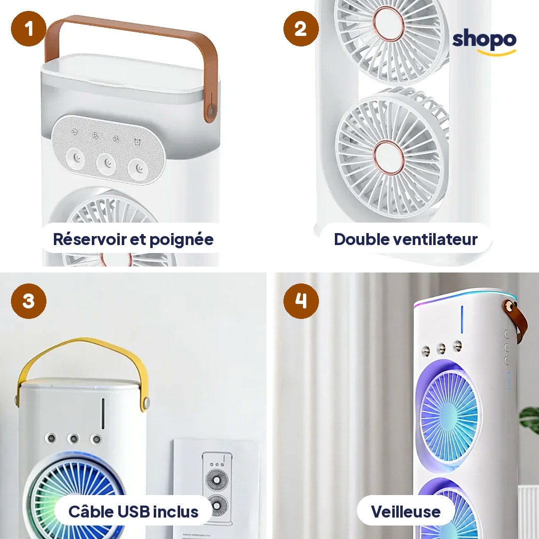 Ventilateur brumisateur portable à double tête, photo 3